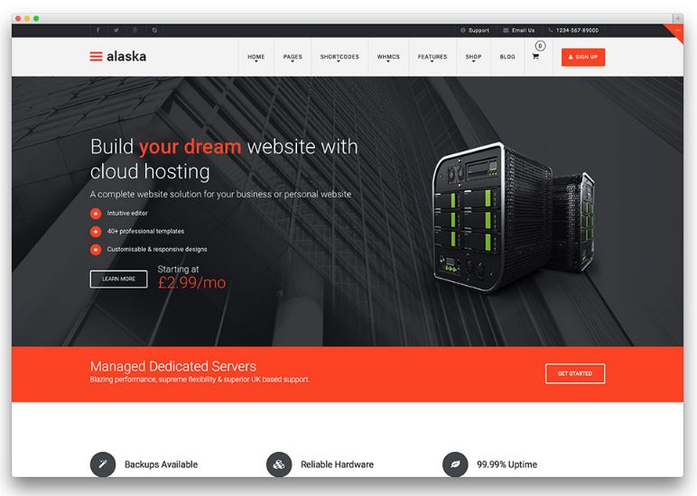 Alaska - theme wordpress bán hosting chất lượng