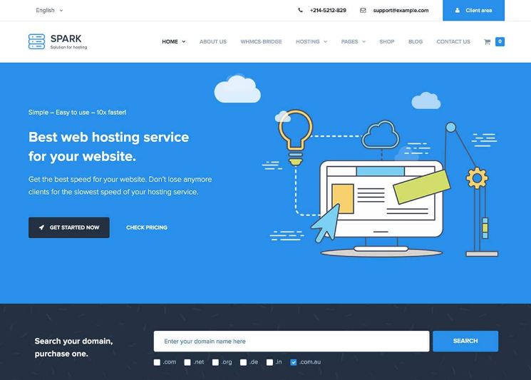 Theme wordpress bán hosting Spark