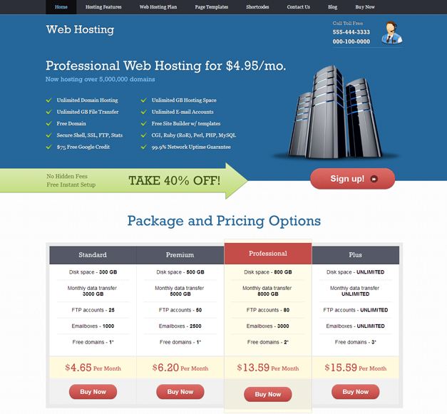 Giao diện web hosting